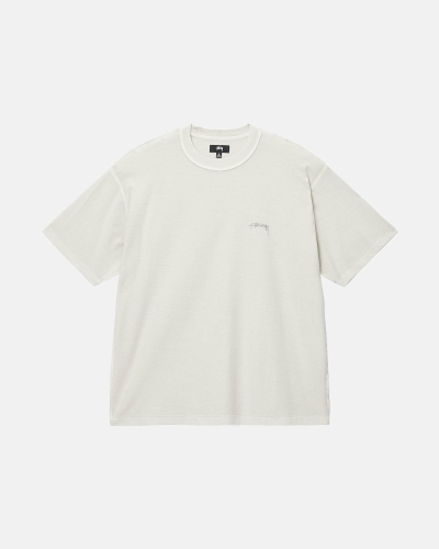 Stussy Lazy Men's T Shirts Beige | IL0000236