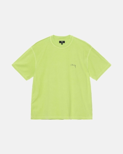 Stussy Lazy Men's T Shirts Light Green | IL0000242