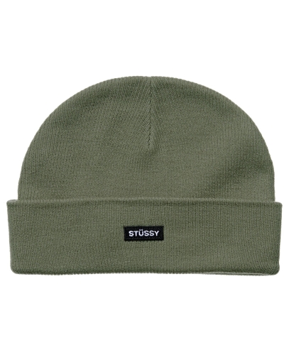 Stussy Logo Badge Cuff Beanie Men's Hats Green | IL0000472