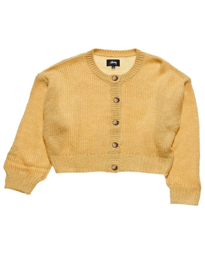 Stussy Mable Button Up Cardy Women's Sweaters Yellow | IL0000844