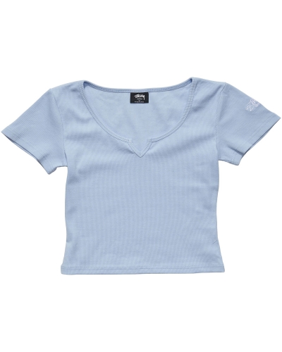 Stussy Mission Rib Insert Women's T Shirts Blue | IL0000246