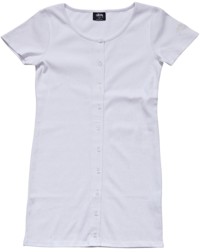 Stussy Mission Rib Tee Women's Dress White | IL0000517