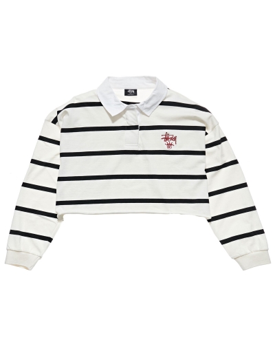 Stussy Monaco Stripe Rugby Women's Shirts Black | IL0000326