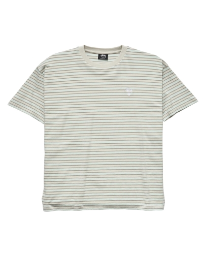 Stussy Morning Stripe SS Men's T Shirts White | IL0000248