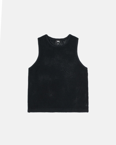 Stussy O'Dyed Heavyweight Mesh Men's Tanks Black | IL0000967