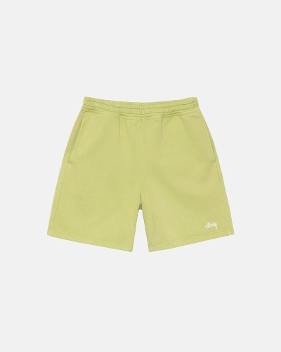 Stussy Overdyed Stock Logo Men's Shorts Green | IL0000657