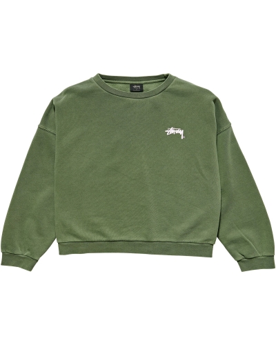 Stussy Parkway OS Crew Women's Sweaters Green | IL0000847