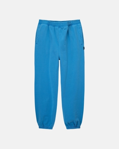 Stussy Pigment Dyed Men's Fleece Pants Blue | IL0000565