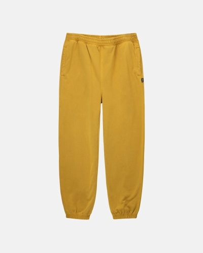 Stussy Pigment Dyed Men's Fleece Pants Gold | IL0000572