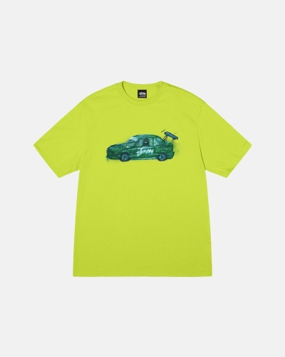 Stussy Racecar Men's T Shirts Light Green | IL0000256