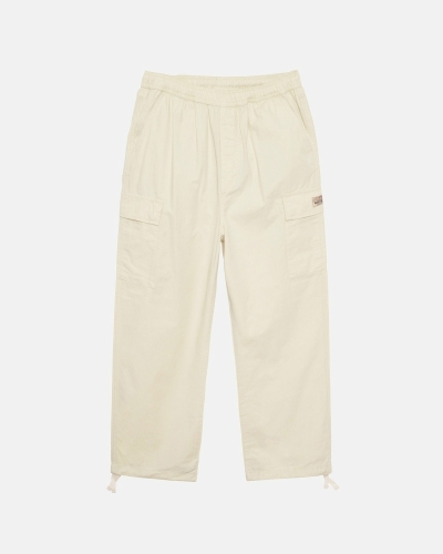 Stussy Ripstop Cargo Men's Beach Pants Cream | IL0000586