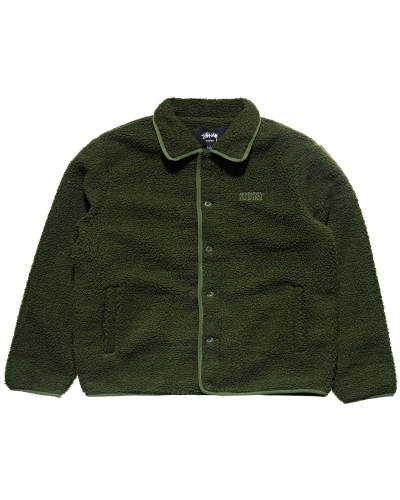 Stussy Sherpa Button Down Men's Jackets Green | IL0000358