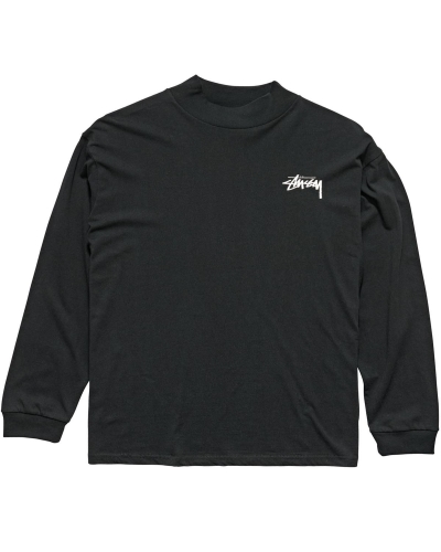 Stussy Shrooms Mock Neck LS Women's Sweatshirts Black | IL0000953