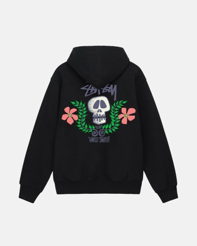 Stussy Skull Crest Men's Hoodies Black | IL0000066