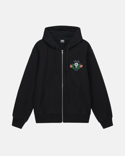 Stussy Skull Crest Zip Men's Hoodies Black | IL0000068