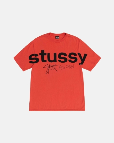 Stussy Sport 100% Pigment Dyed Men's T Shirts Pink | IL0000268