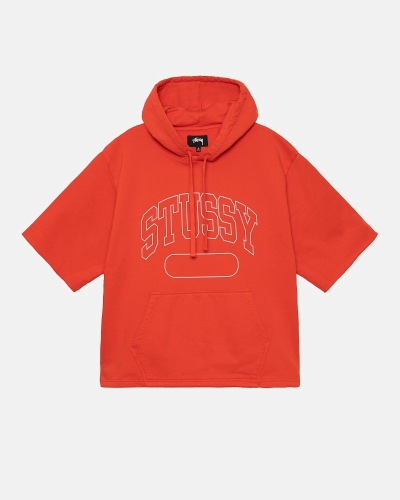 Stussy Ss Boxy Cropped Men's Hoodies Red | IL0000070