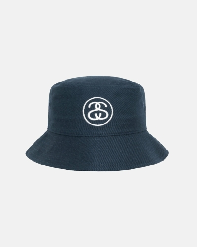 Stussy Ss Link Deep Men's Bucket Hats Navy | IL0000476