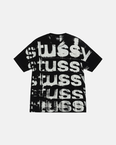 Stussy Stamp Men's T Shirts Black | IL0000271