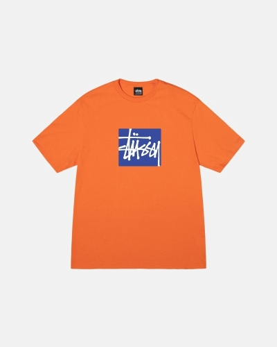 Stussy Stock Box Men's T Shirts Coral | IL0000273