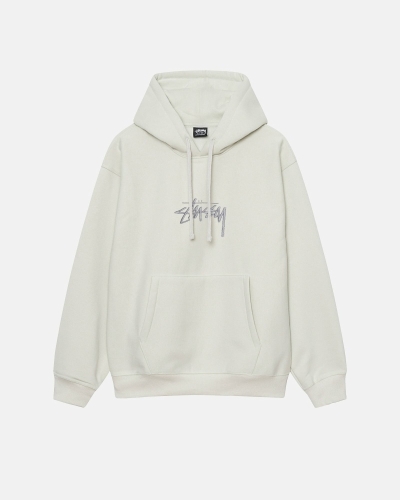 Stussy Stock Logo Applique Men's Hoodies Grey | IL0000078