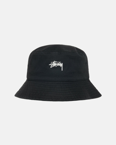 Stussy Stock Men's Bucket Hats Black | IL0000482