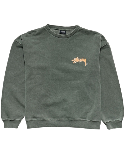 Stussy Stock Shadow Crew Men's Sweaters Green | IL0000854