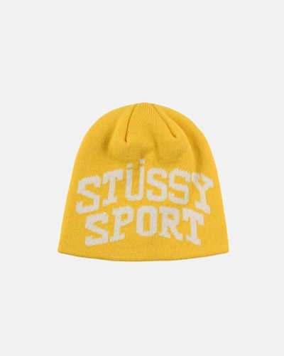 Stussy Stussy Sport Jacquard Skullcap Men's Hats Yellow | IL0000498