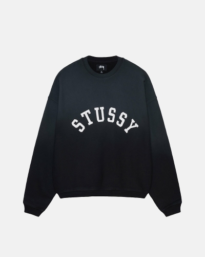 Stussy Sun Faded Oversized Crew Men's Hoodies Black | IL0000086