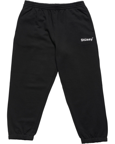 Stussy Text Fleece Men's Track Pants Black | IL0001005