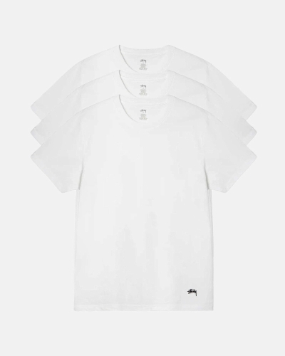 Stussy Undershirt - 3 Pack Men's T Shirts White | IL0000280