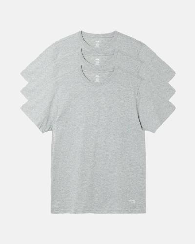 Stussy Undershirt - 3 Pack Men's T Shirts Grey | IL0000281