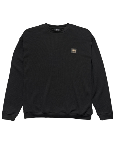 Stussy Workwear Waffle Crew Men's Sweaters Black | IL0000863